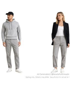 Grey Chino Pants 38x34 Straight Fit Clean Boy Minimalist Core Tall